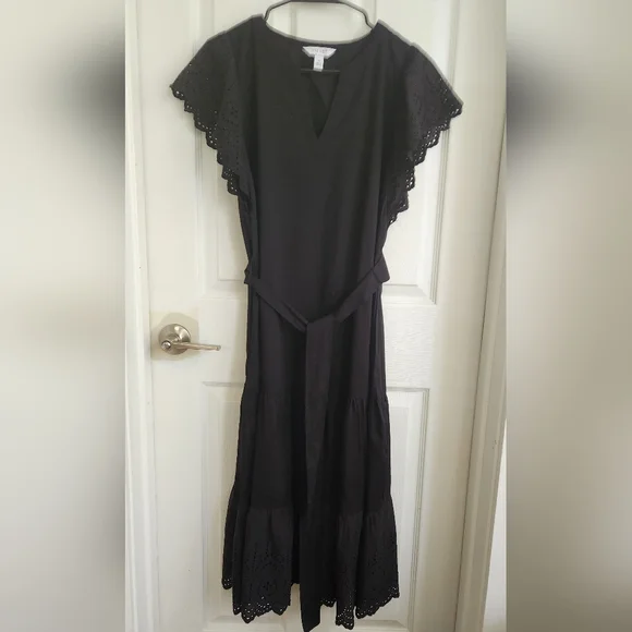 Nine West Black Eyelet Midi Dress - Picture 3 of 7